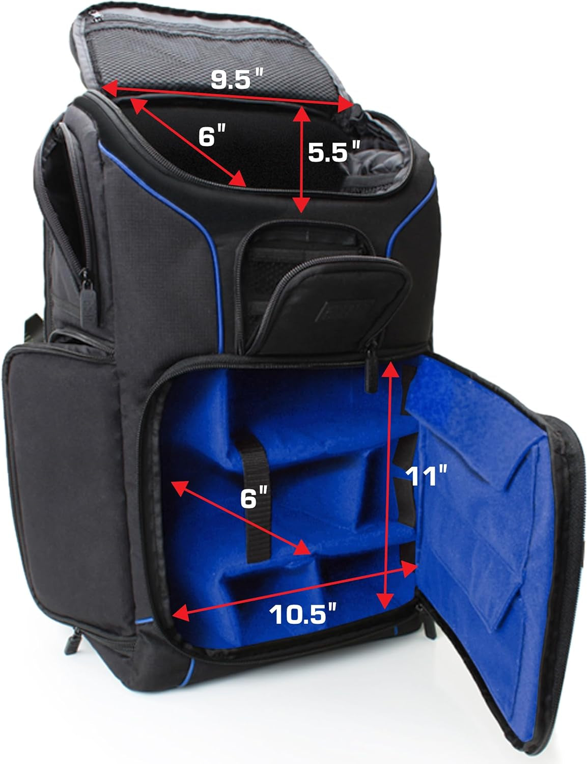 DSLR Camera Backpack Case - 15.6 Inch Laptop Compartment, Padded Custom Dividers, Tripod Holder, Rain Cover, Long-Lasting Durability and Storage Pockets - Compatible with Many Dslrs (Blue)