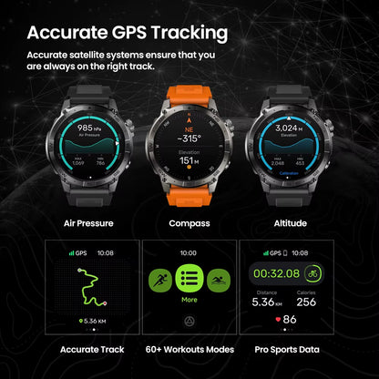 New  Stratos 2 plus GPS Smart Watch 1.43'' AMOLED Display Compass Barometric Altimeter Bluetooth Phone Calls Smartwatch