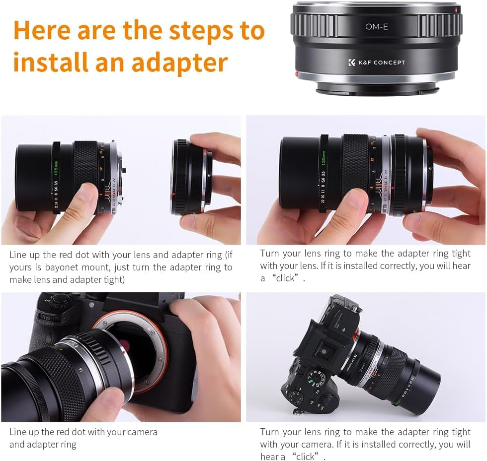 Lens Mount Adapter, Olympus OM Lens to Sony NEX (E-Mount) Camera Body, for NEX-3, NEX-3N, NEX-5, NEX-5R, NEX-6, NEX-7