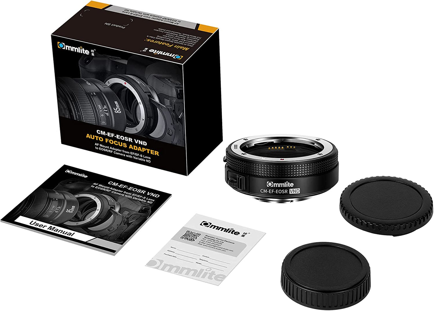 CM-EF-EOSR VND AF Lens Adapter with Drop-In Variable ND Filter,Compatible with Canon EF/EF S Mount Lenses to Canon EOS R/EOS R5/EOS R6/EOS RP RF Series Cameras