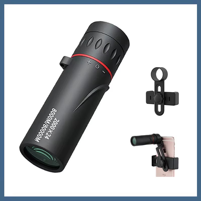 2000X24 HD Monocular Telescope Mini Portable Mobile Phone Telescope with Holder Outdoor Camping Hunting Birdwatching Telescopes