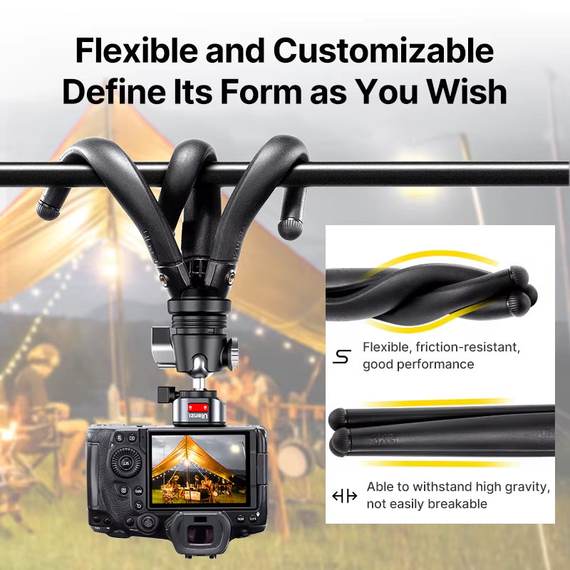 Ulanzi Claw Flexible Octopus Tripod for Camera Claw Quick Release Travel Portable Tripod 360° Panoramic Ball Head